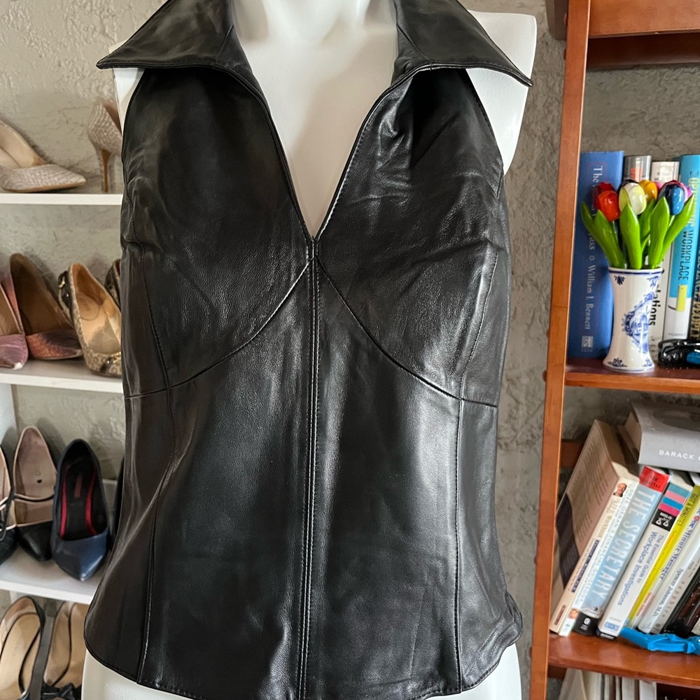Sexy Leather Halter Top